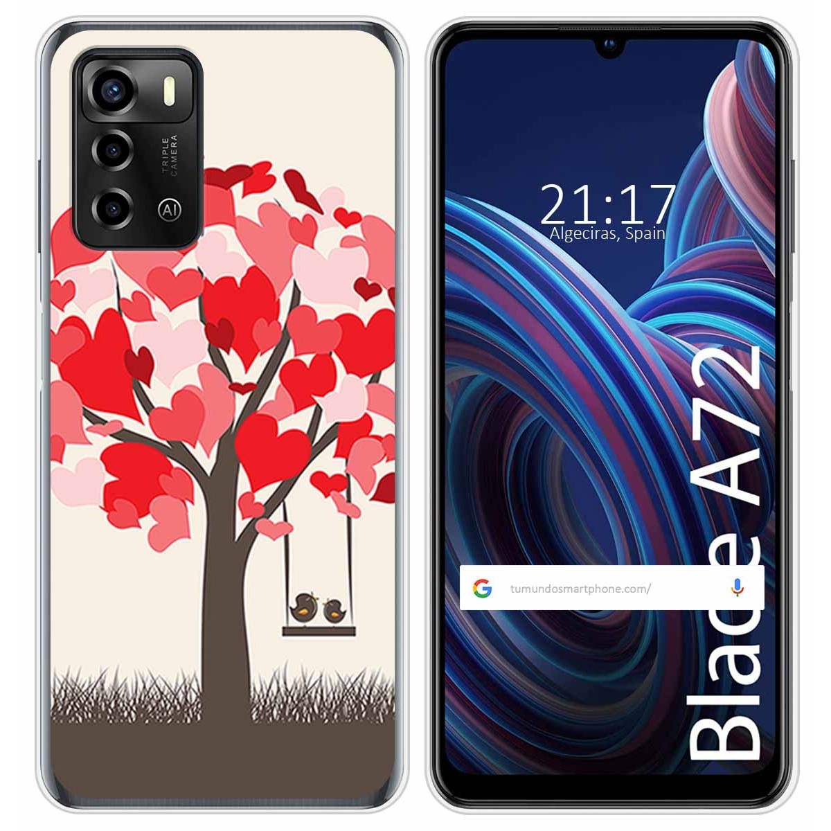 Funda Silicona para ZTE Blade A72 diseño Pajaritos Dibujos