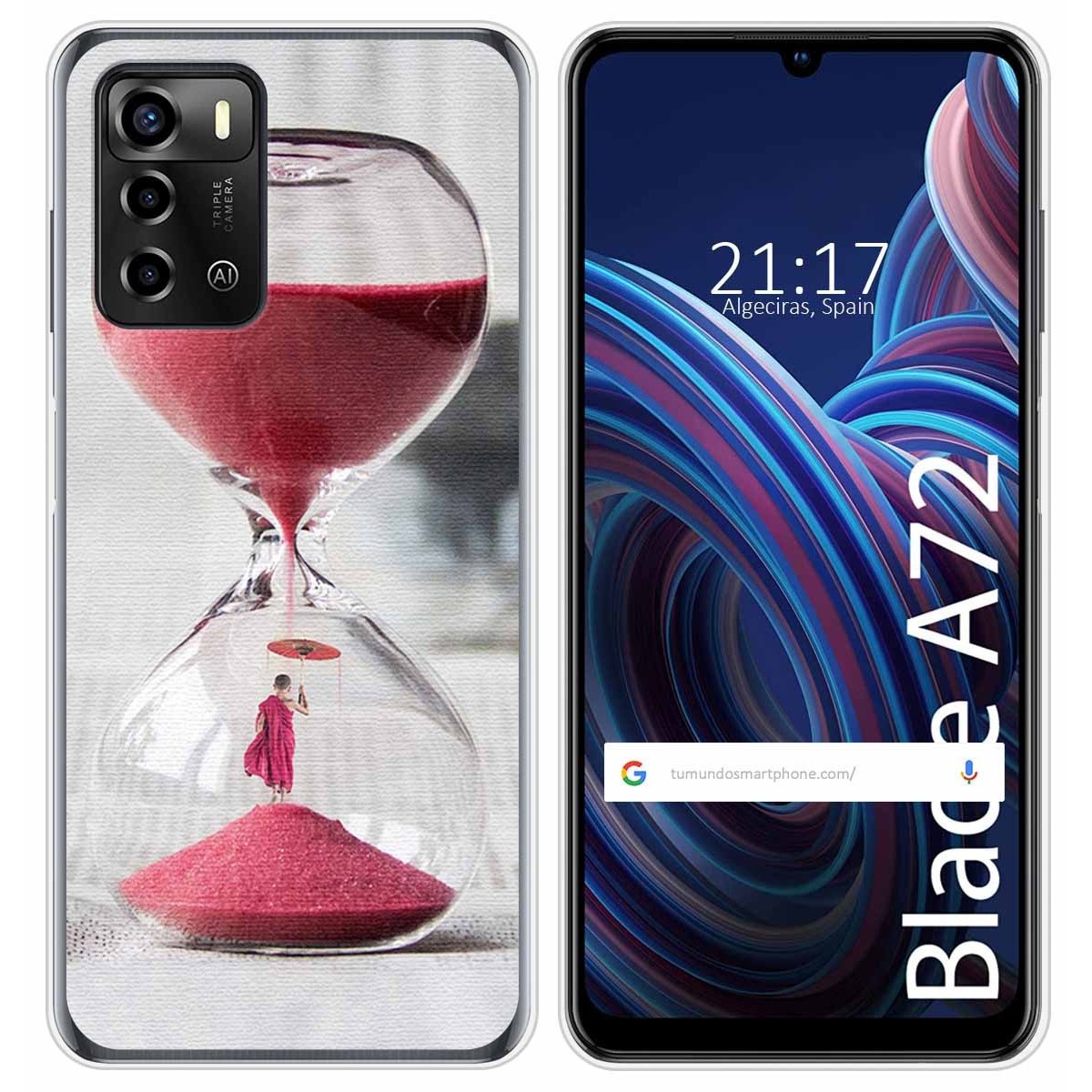 Funda Silicona para ZTE Blade A72 diseño Reloj Dibujos