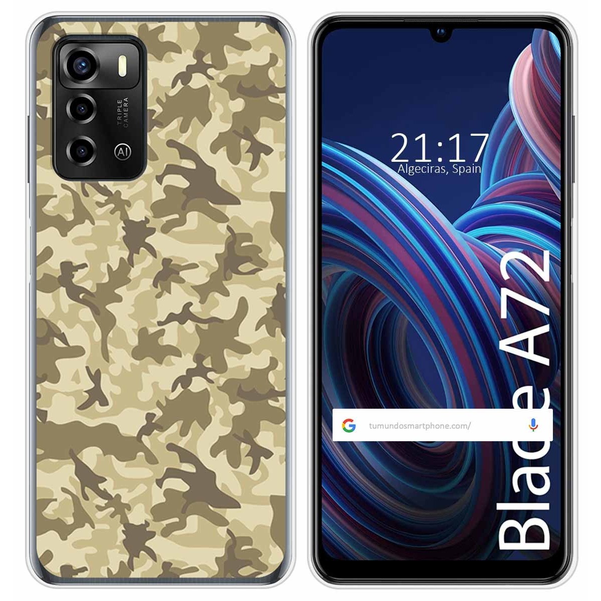 Funda Silicona para ZTE Blade A72 diseño Sand Camuflaje Dibujos