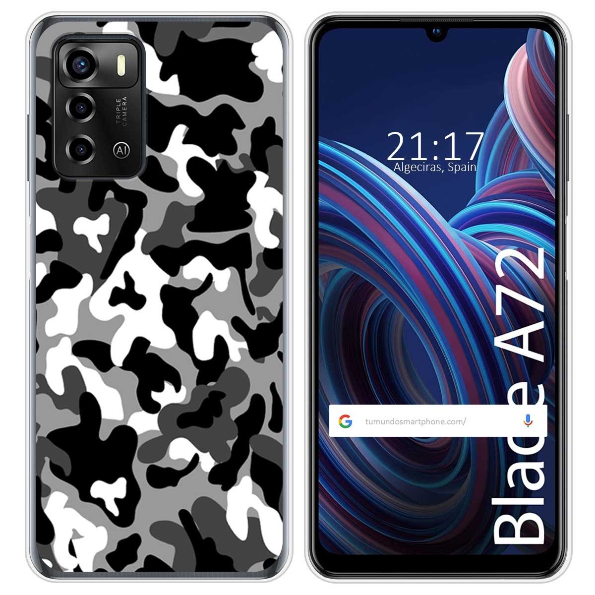 Funda Silicona para ZTE Blade A72 diseño Snow Camuflaje Dibujos