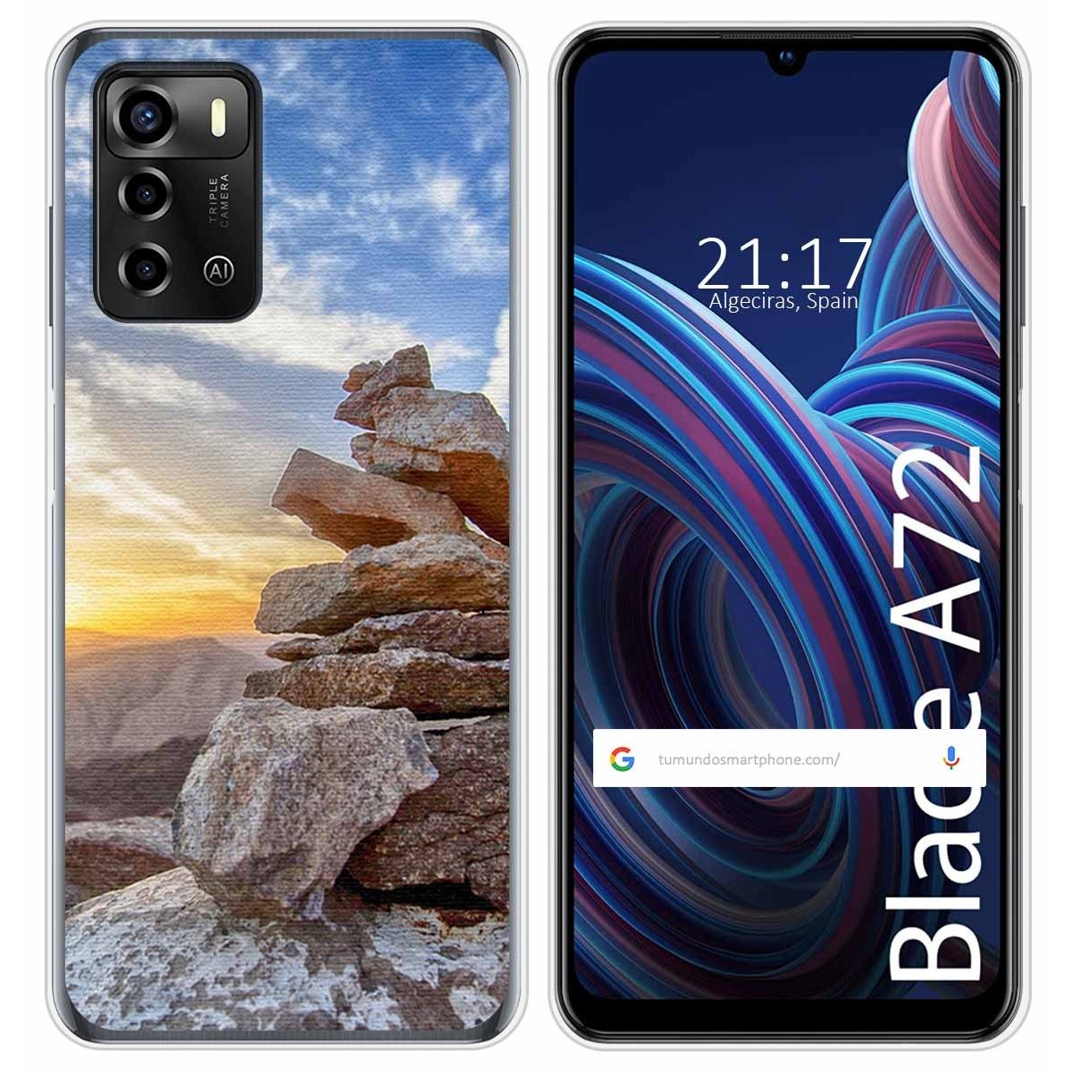 Funda Silicona para ZTE Blade A72 diseño Sunset Dibujos