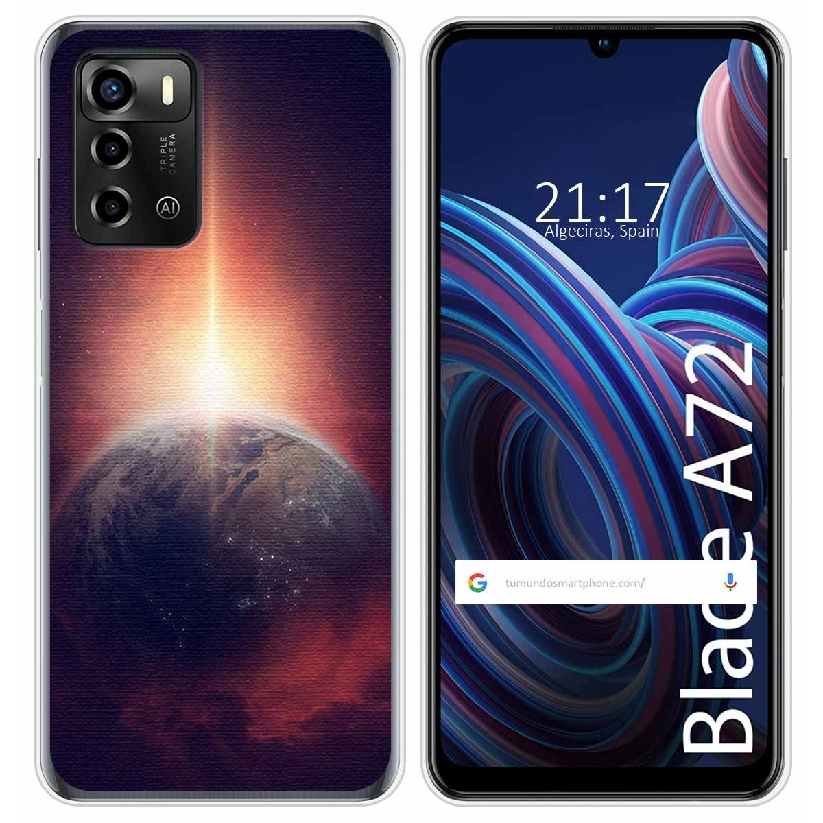 Funda Silicona para ZTE Blade A72 diseño Tierra Dibujos