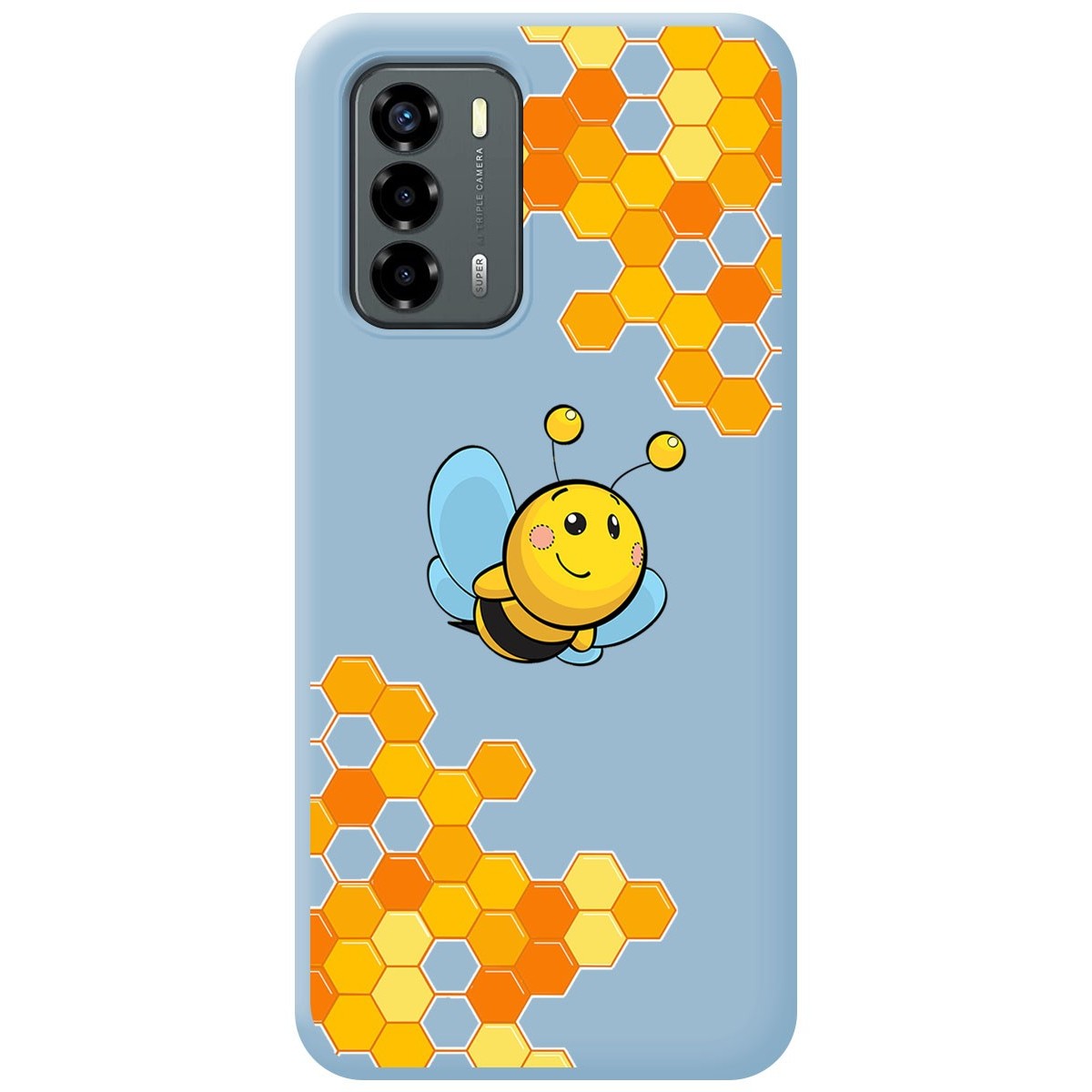 Funda Silicona Líquida Azul para ZTE Blade V40 Vita diseño Abeja Dibujos