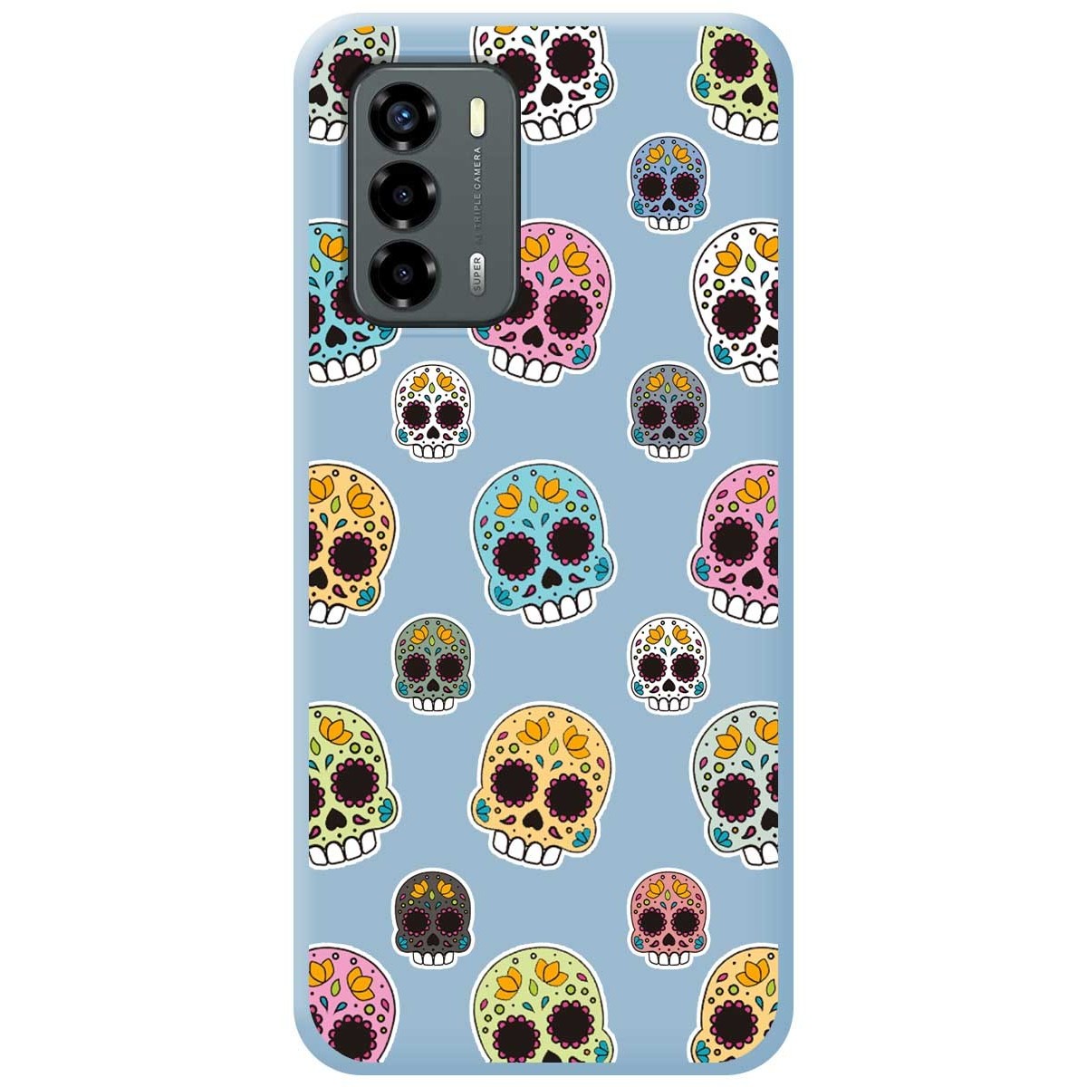Funda Silicona Líquida Azul para ZTE Blade V40 Vita diseño Catrina Dibujos