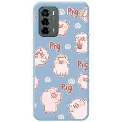 Funda Silicona Líquida Azul para ZTE Blade V40 Vita diseño Cerdos Dibujos