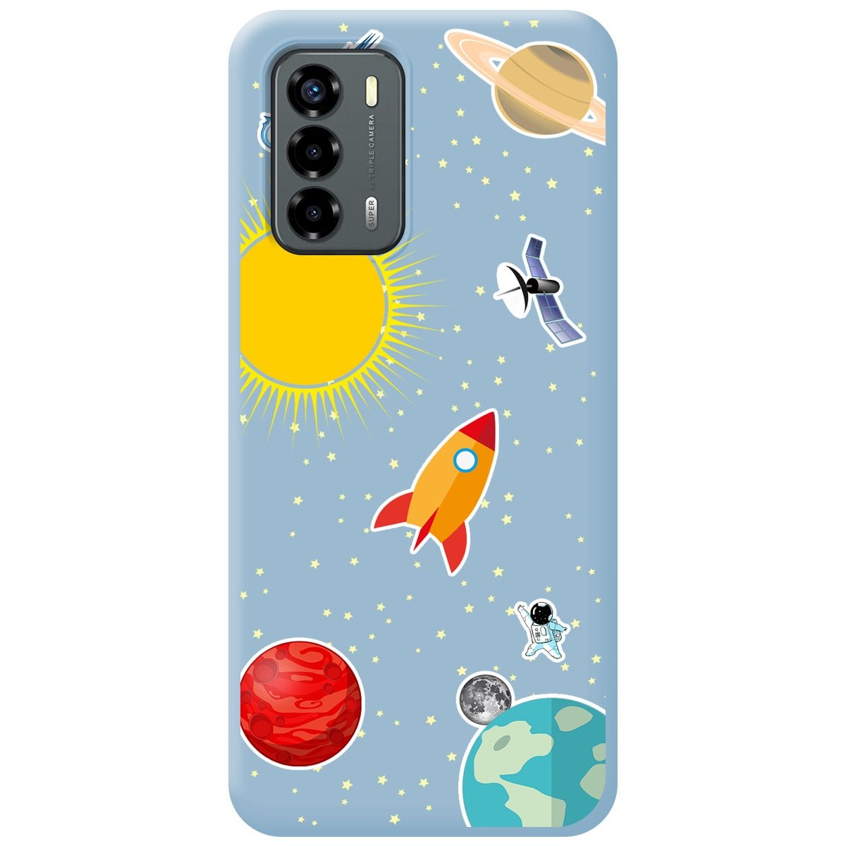 Funda Silicona Líquida Azul para ZTE Blade V40 Vita diseño Espacio Dibujos