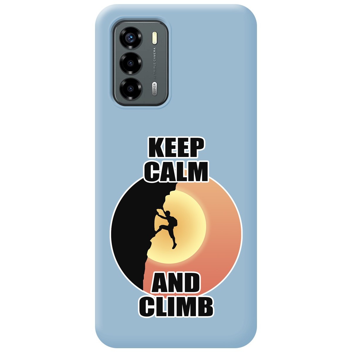 Funda Silicona Líquida Azul para ZTE Blade V40 Vita diseño Hombre Escalada Dibujos