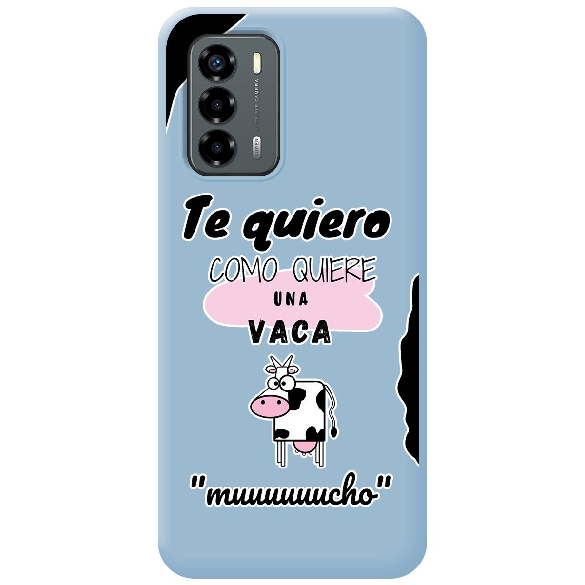 Funda Silicona Líquida Azul para ZTE Blade V40 Vita diseño Vaca Dibujos