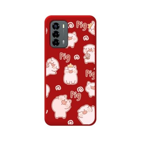 Funda Silicona Líquida Roja para ZTE Blade V40 Vita diseño Cerdos Dibujos