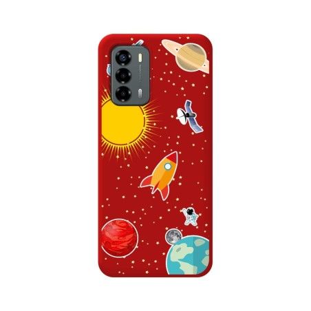 Funda Silicona Líquida Roja para ZTE Blade V40 Vita diseño Espacio Dibujos