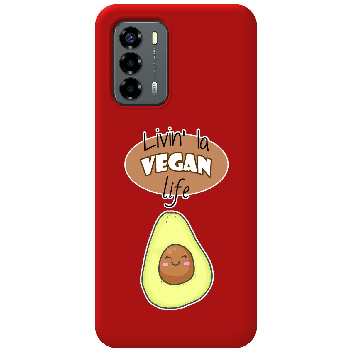 Funda Silicona Líquida Roja para ZTE Blade V40 Vita diseño Vegan Life Dibujos