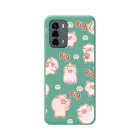 Funda Silicona Líquida Verde para ZTE Blade V40 Vita diseño Cerdos Dibujos