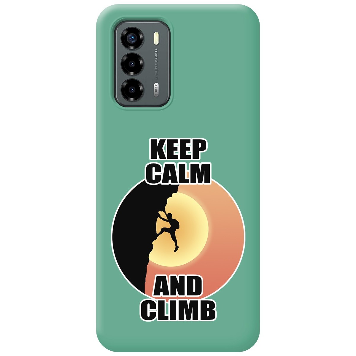 Funda Silicona Líquida Verde para ZTE Blade V40 Vita diseño Hombre Escalada Dibujos