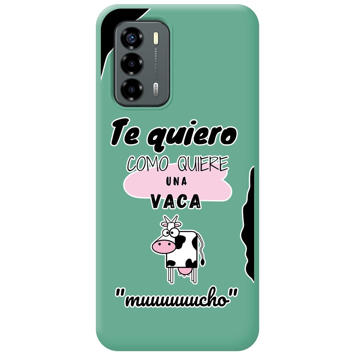 Funda Silicona Líquida Verde para ZTE Blade V40 Vita diseño Vaca Dibujos