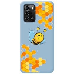 Funda Silicona Líquida Azul para ZTE Blade A72 diseño Abeja Dibujos