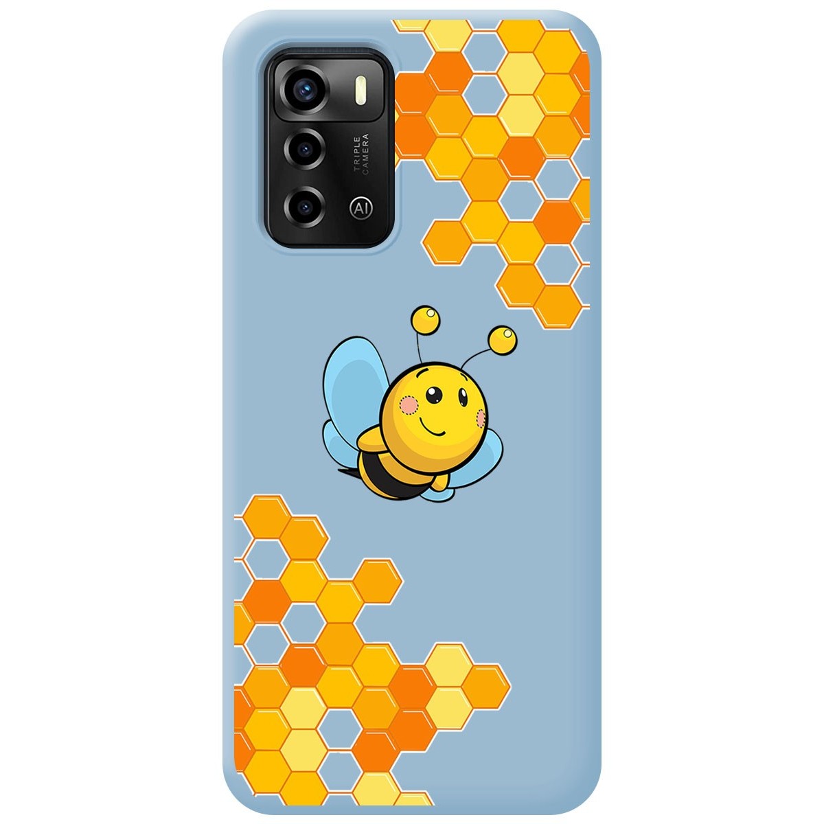Funda Silicona Líquida Azul para ZTE Blade A72 diseño Abeja Dibujos
