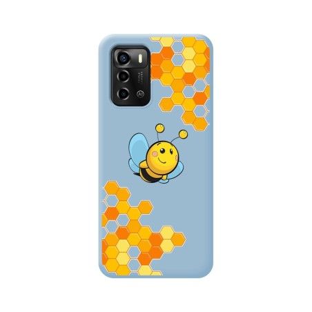Funda Silicona Líquida Azul para ZTE Blade A72 diseño Abeja Dibujos