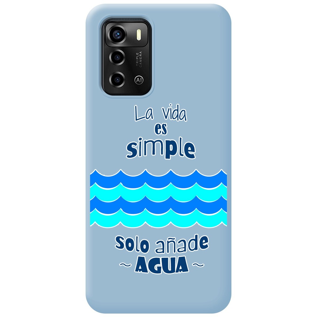 Funda Silicona Líquida Azul para ZTE Blade A72 diseño Agua Dibujos