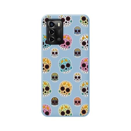 Funda Silicona Líquida Azul para ZTE Blade A72 diseño Catrina Dibujos
