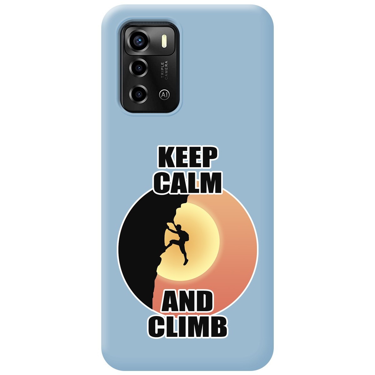 Funda Silicona Líquida Azul para ZTE Blade A72 diseño Hombre Escalada Dibujos