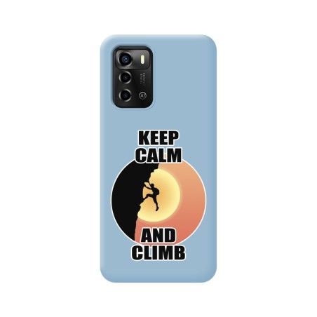 Funda Silicona Líquida Azul para ZTE Blade A72 diseño Hombre Escalada Dibujos