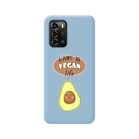Funda Silicona Líquida Azul para ZTE Blade A72 diseño Vegan Life Dibujos