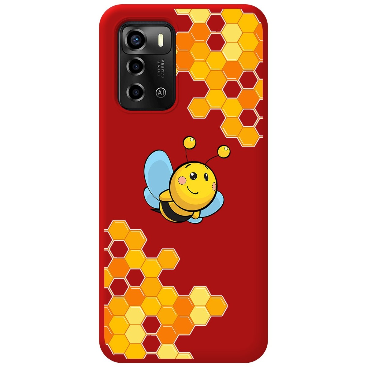 Funda Silicona Líquida Roja para ZTE Blade A72 diseño Abeja Dibujos