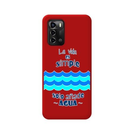 Funda Silicona Líquida Roja para ZTE Blade A72 diseño Agua Dibujos