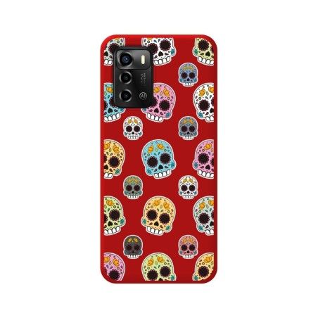 Funda Silicona Líquida Roja para ZTE Blade A72 diseño Catrina Dibujos