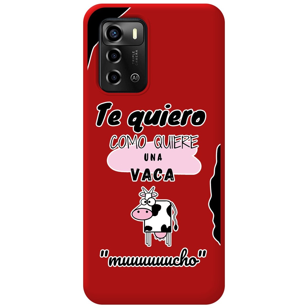 Funda Silicona Líquida Roja para ZTE Blade A72 diseño Vaca Dibujos