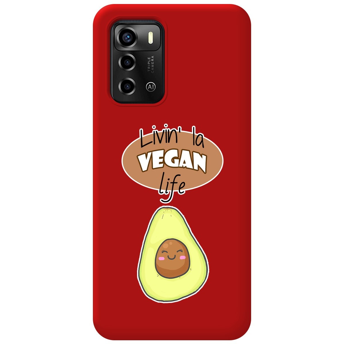 Funda Silicona Líquida Roja para ZTE Blade A72 diseño Vegan Life Dibujos