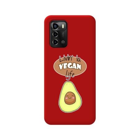 Funda Silicona Líquida Roja para ZTE Blade A72 diseño Vegan Life Dibujos
