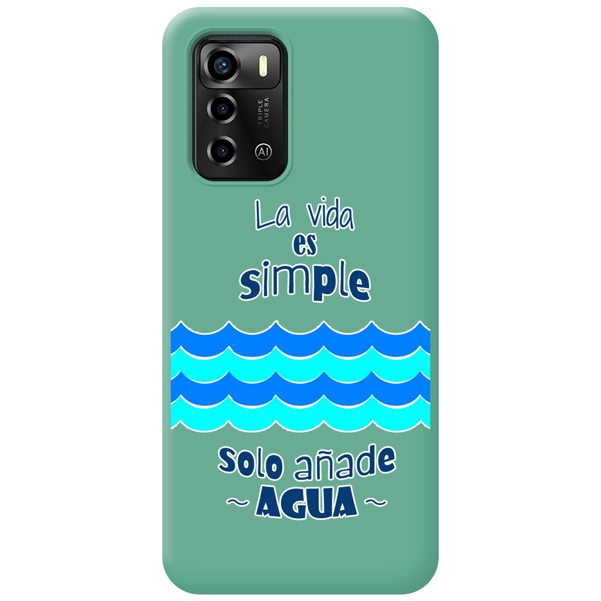 Funda Silicona Líquida Verde para ZTE Blade A72 diseño Agua Dibujos