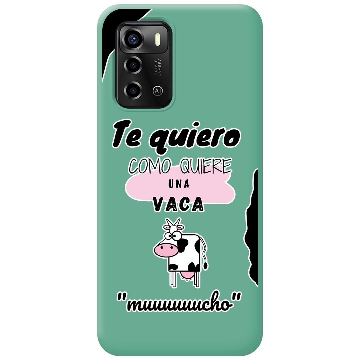 Funda Silicona Líquida Verde para ZTE Blade A72 diseño Vaca Dibujos