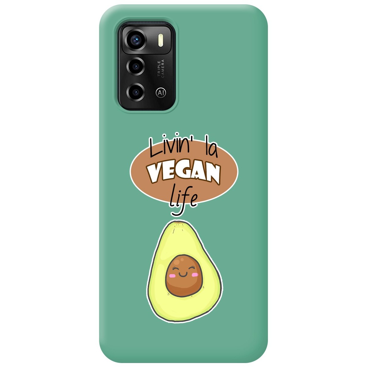 Funda Silicona Líquida Verde para ZTE Blade A72 diseño Vegan Life Dibujos