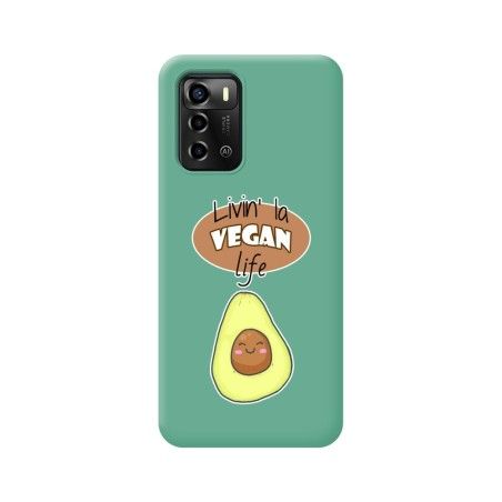 Funda Silicona Líquida Verde para ZTE Blade A72 diseño Vegan Life Dibujos