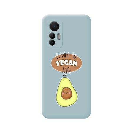 Funda Silicona Líquida Azul para Xiaomi 12 Lite 5G diseño Vegan Life Dibujos