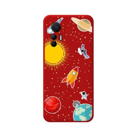 Funda Silicona Líquida Roja para Xiaomi 12 Lite 5G diseño Espacio Dibujos