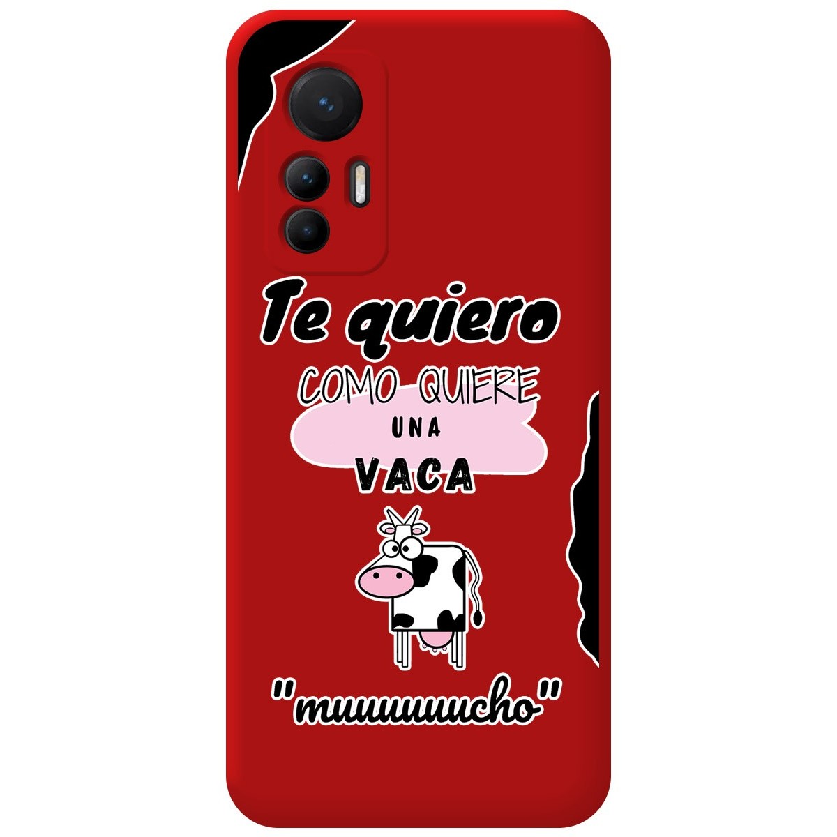 Funda Silicona Líquida Roja para Xiaomi 12 Lite 5G diseño Vaca Dibujos