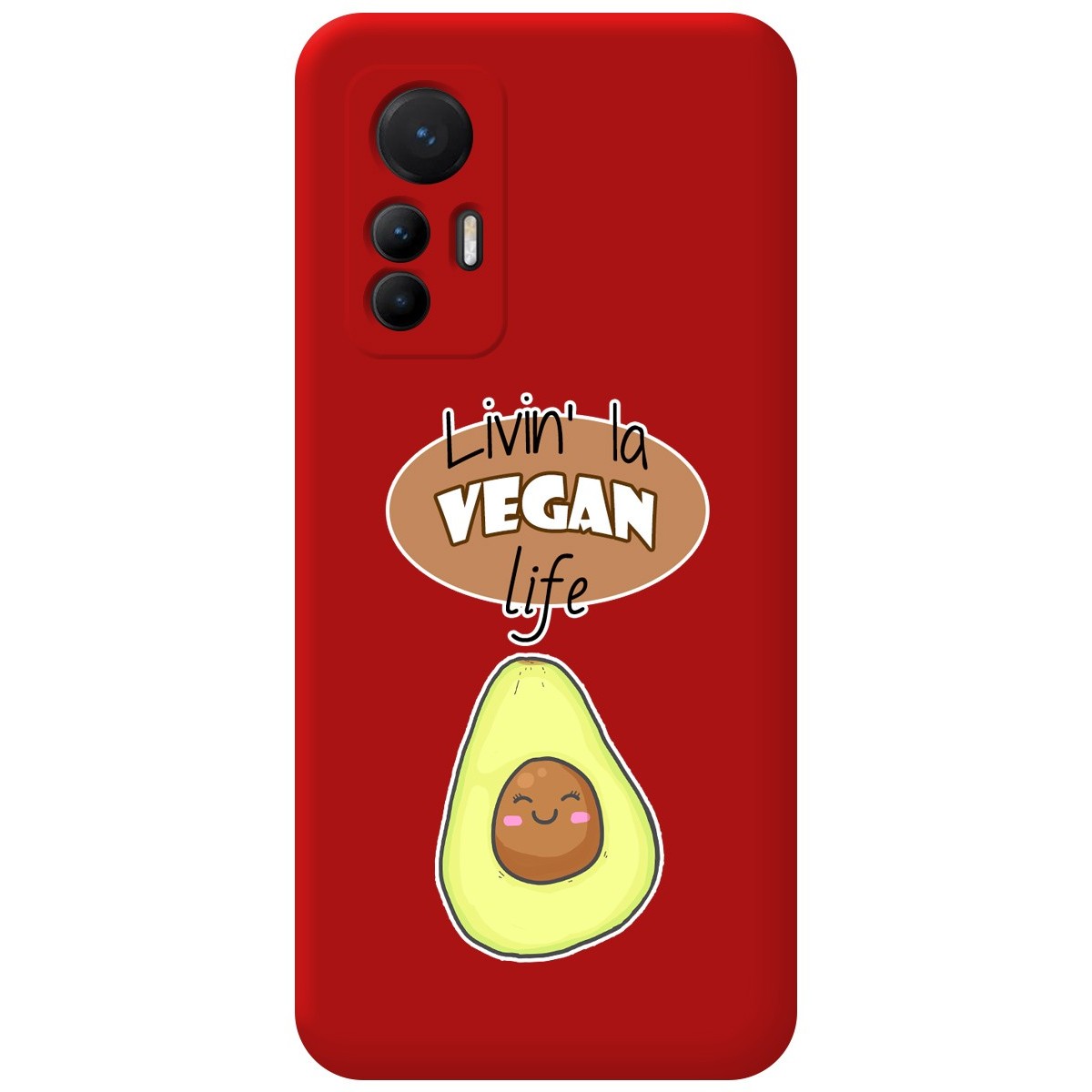 Funda Silicona Líquida Roja para Xiaomi 12 Lite 5G diseño Vegan Life Dibujos