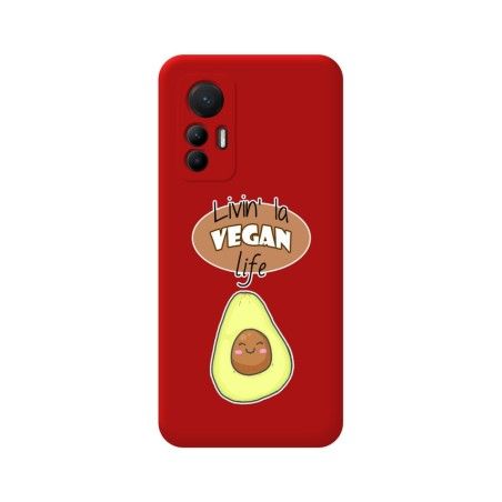Funda Silicona Líquida Roja para Xiaomi 12 Lite 5G diseño Vegan Life Dibujos
