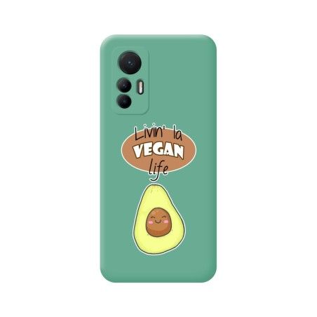 Funda Silicona Líquida Verde para Xiaomi 12 Lite 5G diseño Vegan Life Dibujos