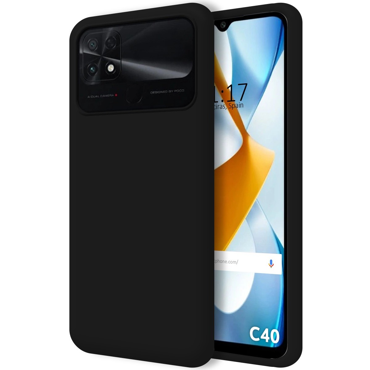 Funda Silicona Líquida Ultra Suave para Xiaomi POCO C40 Negra