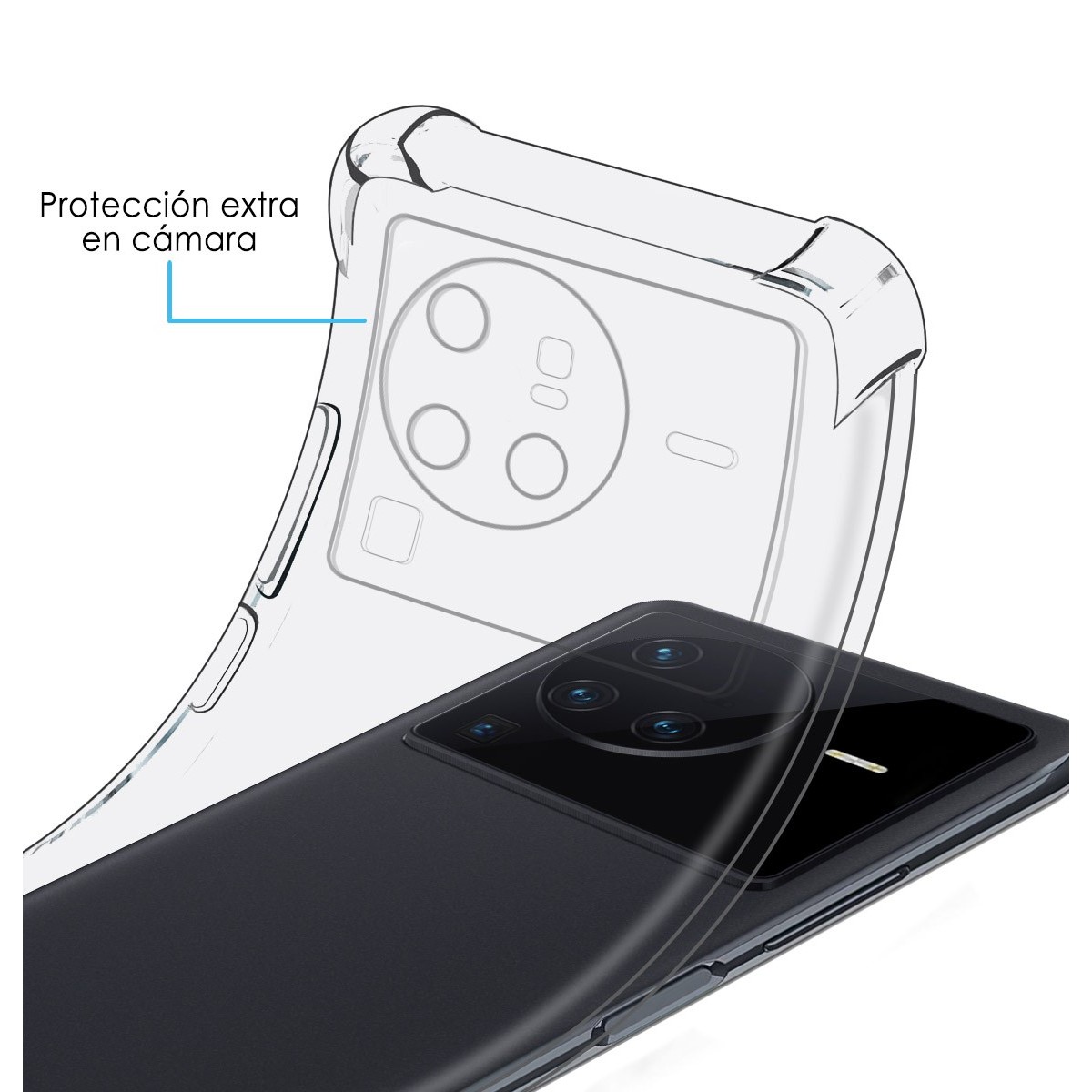 Funda Silicona Antigolpes Transparente para Vivo X80 Pro 5G