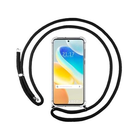 Funda Colgante Transparente para Vivo X80 Pro 5G con Cordon Negro