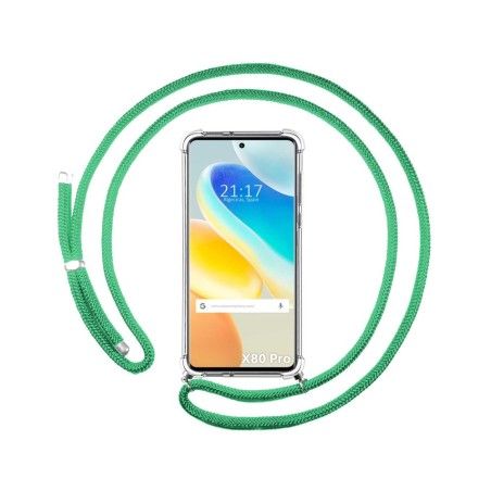 Funda Colgante Transparente para Vivo X80 Pro 5G con Cordon Verde Agua