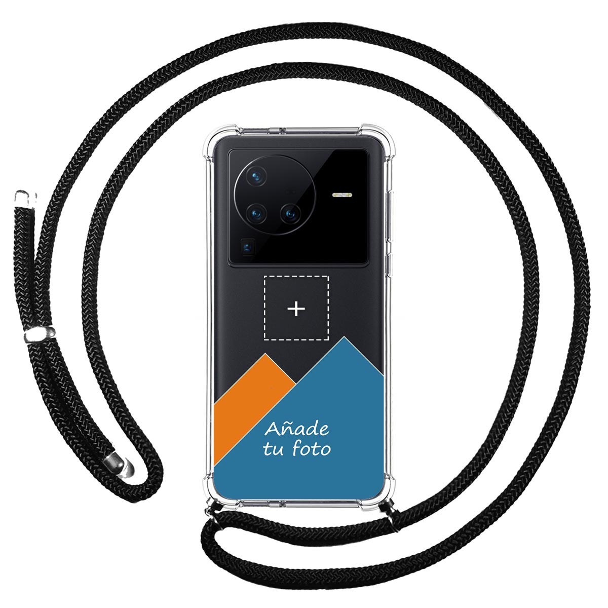 Personaliza tu Funda Colgante Transparente para Vivo X80 Pro 5G con Cordon Negro Dibujo Personalizada