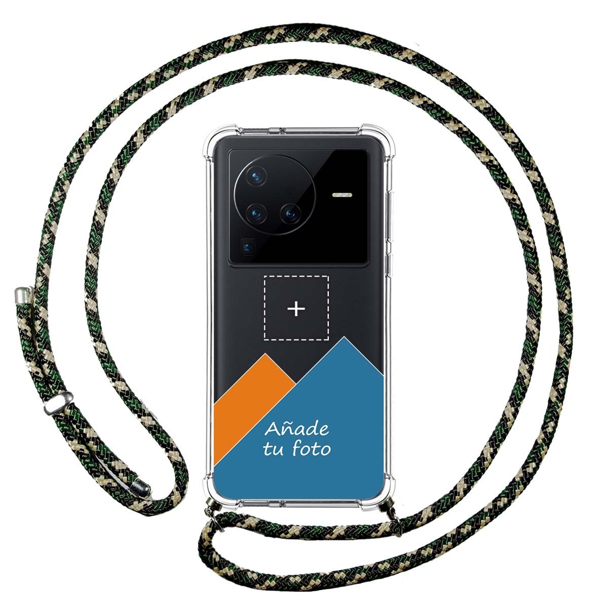 Personaliza tu Funda Colgante Transparente para Vivo X80 Pro 5G con Cordon Verde / Dorado Dibujo Personalizada