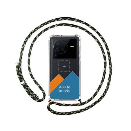 Personaliza tu Funda Colgante Transparente para Vivo X80 Pro 5G con Cordon Verde / Dorado Dibujo Personalizada