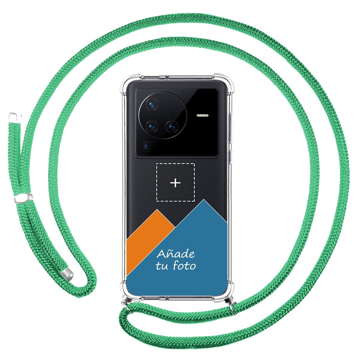 Personaliza tu Funda Colgante Transparente para Vivo X80 Pro 5G con Cordon Verde Agua Dibujo Personalizada